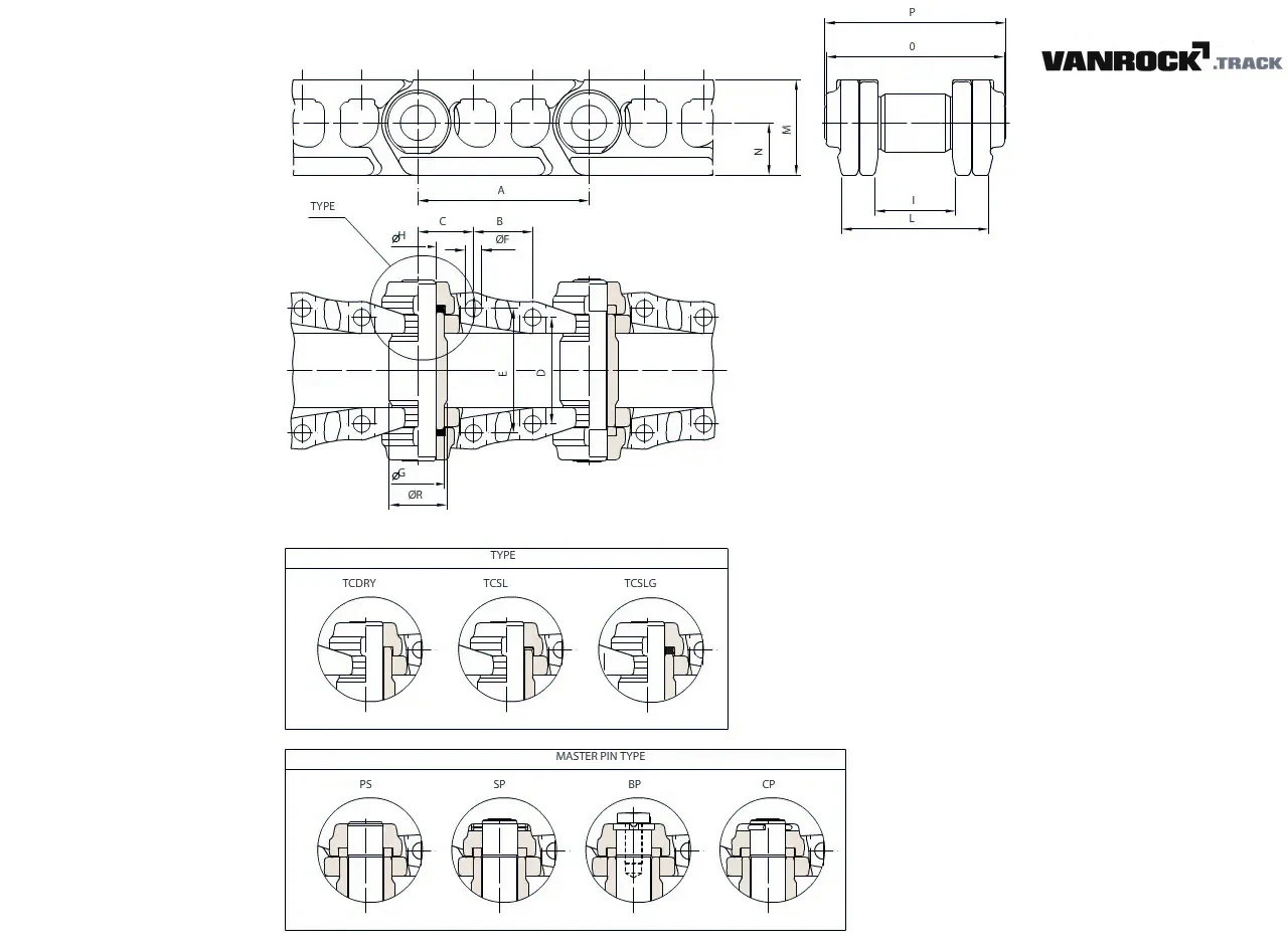 Technical drawing — Gleiskette für LAMBORGHINI C503S Traktoren