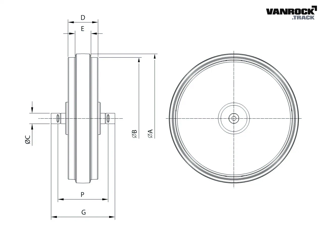 Technical drawing — Roda guia (tipo 1) para CASE 475 Tratores de esteira