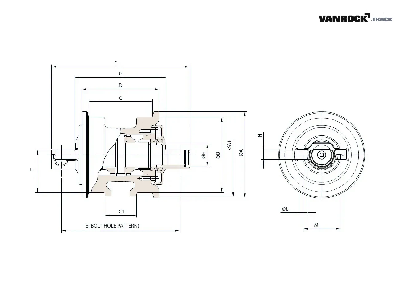 Technical drawing — Laufrolle (2 Bunde) für SAME-SLH EXPLORER 80C Traktoren
