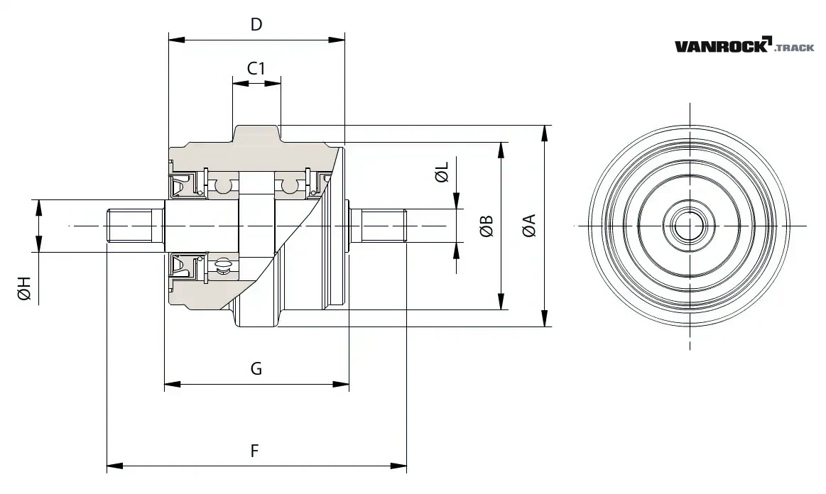 Technical drawing — Laufrolle (1 Bund) für NEUSON 3000 Minibagger