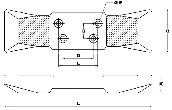 Chain-on rubber pads — Dimension reference